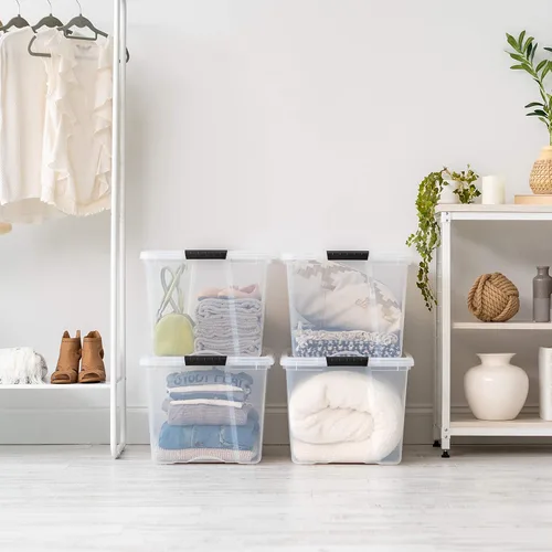 Miniatura 7 de IRIS USA Contenedores de almacenamiento de plástico apilables de 72 cuartos de galón con tapas, paquete de 6 unidades, sin BPA, fabricados