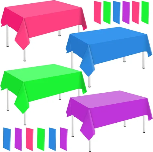 Miniatura 9 de Whaline Mantel rectangular de plástico azul polvoriento, 12 piezas, 4 colores azules, impermeable, para invierno, cumpleaños, bodas, fiestas