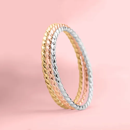Miniatura 6 de Melanie Golden Jewelry Braided Rope Stacking Ring Elegant Twist 1mm Skinny Stackable Stack Ring Band in Silver, Gold, or Rose Gold Comfort Fit