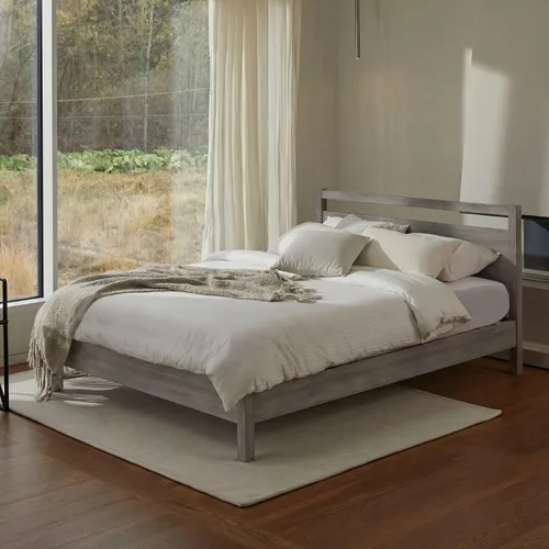 Miniatura 15 de LIFEMENT Marco de Cama de Plataforma Queen Signature de Madera Natural, Sin Ruido, Almacenamiento Debajo de la Cama, No Necesita Somier, Fácil