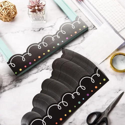 Miniatura 4 de AWIZOM Bordes de tablón de anuncios de 72 pies, color negro con blanco, borde festoneado para el aula, para escritorio, pared, escuela, escuela