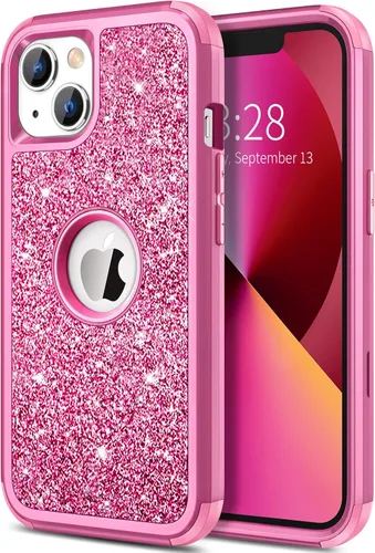 Miniatura 15 de Hython Funda para iPhone 13 Funda con Purpurina, Bonita Cubierta Brillante Resplandeciente con Brillo, Resistente 3 en 1 Híbrida de PC Duro TPU