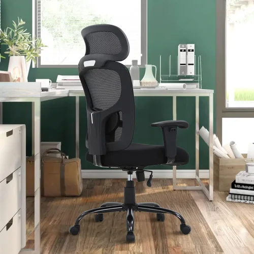Miniatura 7 de Silla de oficina ergonómica, silla de escritorio de computadora de altura ajustable de 400 libras con soporte lumbar de esponja ajustable, silla