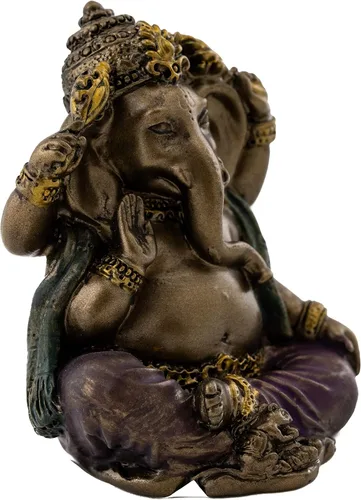 Miniatura 4 de Top Collection Mini estatua de Ganesh – Escultura del Señor del Éxito de Ganesha en bronce fundido en frío de alta calidad con detalles
