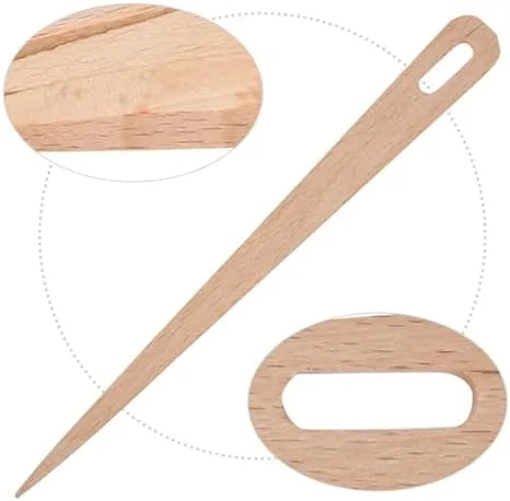 Miniatura 5 de 5 agujas de tejer de ojo grande, aguja de ganchillo de madera para tejer a mano, tenedor de madera, aguja de ojo, herramienta de tejer tapiz