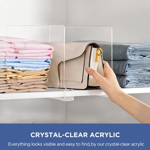 Miniatura 3 de HBlife 12 piezas de divisores de estante de acrílico transparente, organizador vertical de bolsos para armario, perfecto para suéteres, camisas