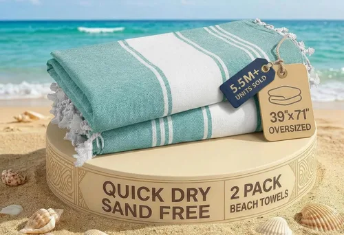 Miniatura 101 de LANE LINEN - Paquete de 4 toallas de playa de gran tamaño, toalla de piscina prelavada, extragrande, de secado rápido y sin arena, toalla de viaje