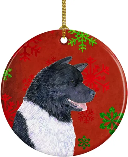 Miniatura 97 de Caroline's Treasures Bulldog English - Copos de nieve rojos y verdes, adorno de cerámica de Navidad, decoración colgante para el hogar, Navidad