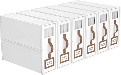 Miniatura 9 de Paquete de 4 Organizadores de Sábanas y Almacenamiento (Tamaño King), Organizador de Sábanas Plegable con Asa para Armario de Ropa Blanca