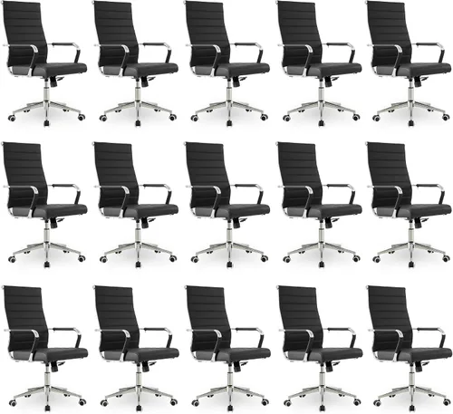 Miniatura 15 de Okeysen Office Desk Chair, Ergonomic Leather Modern Conference Room Chairs, Executive Ribbed Height Adjustable Swivel Rolling Chair for Home Office