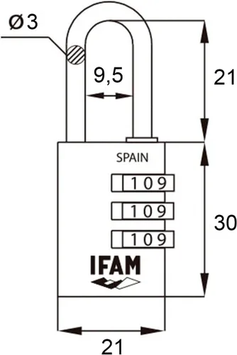 Miniatura 4 de Ifam Candado de combinación, 000612R Rojo
