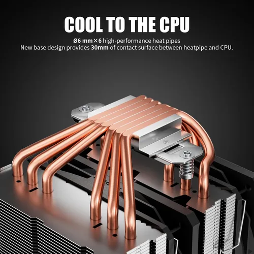 Miniatura 2 de upHere D6SEC Enfriador de aire de CPU de doble torre con tubos de calor de cobre de 6mm x 6 y ventiladores PWM ARGB de 5V de 120mm