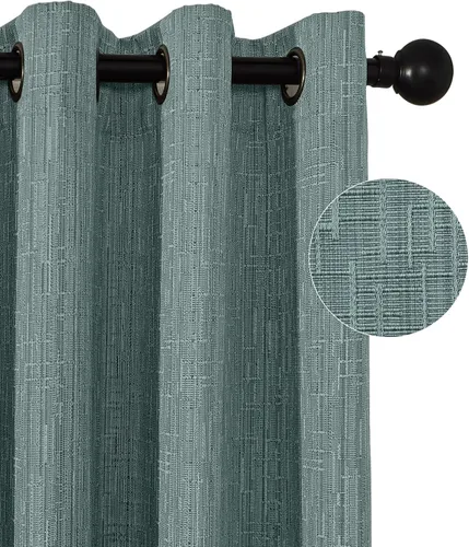 Miniatura 21 de Cortinas de lino jacquard de 63 pulgadas de largo, 2 paneles, cortinas gruesas de lino sintético mezclado, cortinas texturizadas de arpillera