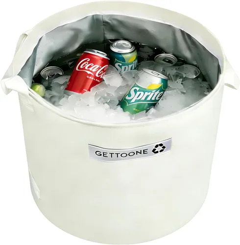 Miniatura 11 de Collapsible Ice Bucket for Drinks, White Party Cooler with Insulated Lining & Carry Handles, Portable Folding Champagne Wine Beer Bucket for Indoor