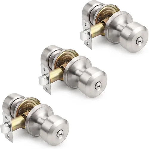 Miniatura 80 de KNOBWELL Paquete de 4 pomos de puerta cuadrados modernos para paso, pomos de puerta interiores, manija de puerta de pasillo y armario, color negro