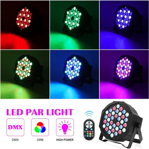 Miniatura 4 de U`King - Luces LED Par para DJ, luz de escenario con cable, RGB, 36 LED con control activado por sonido, iluminación de escenario para DJ, para 2