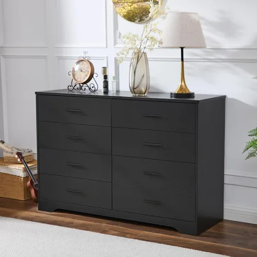 Miniatura 8 de LIDYUK Cómoda negra para dormitorio, cómoda de 6 cajones y cómodas, cómoda de madera moderna, cómoda de 48 pulgadas de ancho para dormitorio