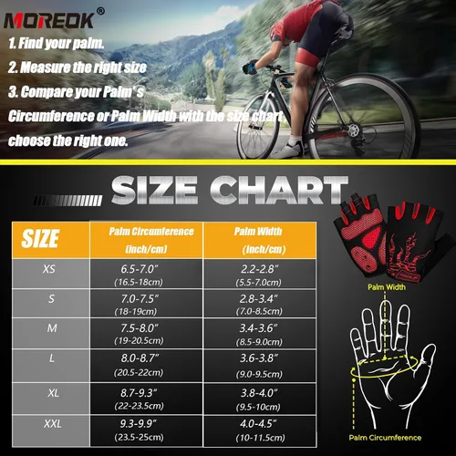 Miniatura 6 de MOREOK - Guantes para bicicleta de montaña (MTB) y ciclismo de descenso (DH), para hombres, de medio dedo, con almohadilla de gel que absorbe