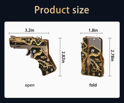 Miniatura 2 de 2pcs mini oro dragón goma banda pistola metal plegable llavero nuevas e interesantes goma banda juguete pistola al aire libre regalo fiesta