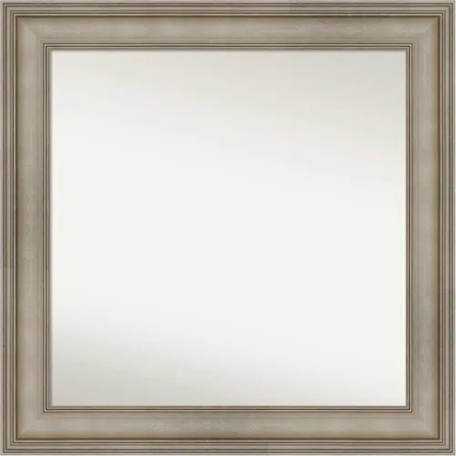 Miniatura 285 de Amanti Art Espejo de baño plateado para sobre el fregadero, 26 x 26 pulgadas, espejo cuadrado de plata antigua, marco de madera tradicional mediano