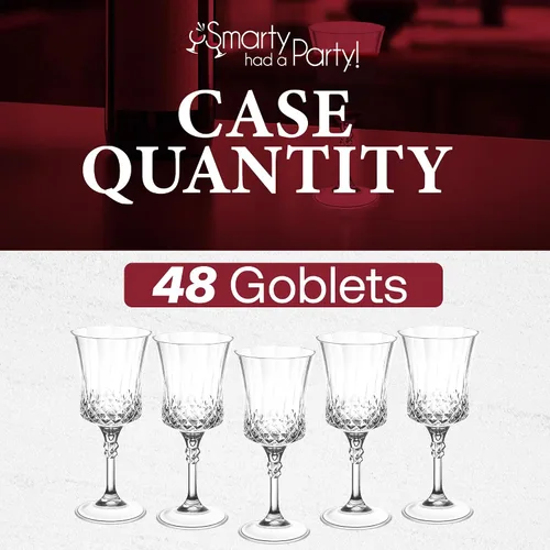 Miniatura 6 de Smarty Had A Party Copas de vino de plástico, paquete de 48 copas de vino desechables grandes de 11 onzas con tallo, vasos transparentes resistentes