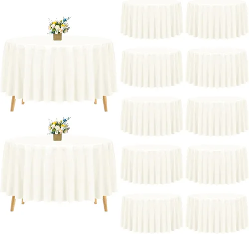 Miniatura 17 de Pesonlook - Paquete de 12 manteles rectangulares de 60 x 102 pulgadas, color beige, para mesas rectangulares de 6 pies, mantel de tela lavable