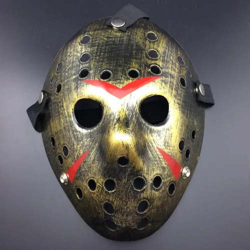 Miniatura 3 de JOYFISCO Máscara de Halloween Máscara de hockey de terror Máscara de fiesta de disfraces de Halloween Props Máscara de disfraz para cosplay Oro