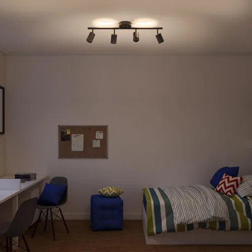 Miniatura 4 de GLOBE Electric 64000166 30" Iluminación de pista de 4 luces con tira de luz nocturna integrada LED de 7 W, negro mate, cabezales de pista