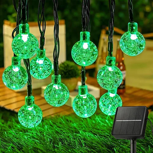 Miniatura 11 de Brightown Luces de Cadena Solares para Exteriores 60 LED 35.6 Pies Luces de Globo de Cristal con 8 Modos de Iluminación, Luces Solares Impermeables