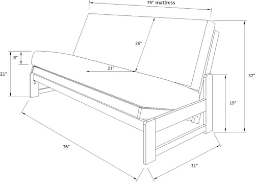 Miniatura 2 de Kodiak Furniture Aspen - Juego de futón con acabado de moca Reclaim, Oregon Trail Java, completo