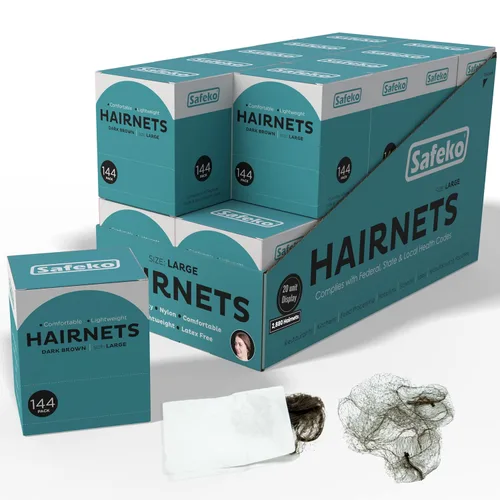 Miniatura 9 de Redes para el cabello, 144 unidades, envueltas individualmente, mallas de nailon ligeras, sin látex, color negro, grande (24 pulgadas)