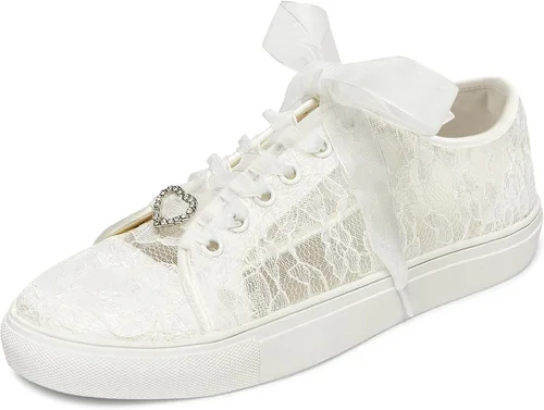 JIAJIA 8832 Zapatos de boda Zapatillas de novia Zapatos de tenis de novia Zapatos de tenis de encaje
