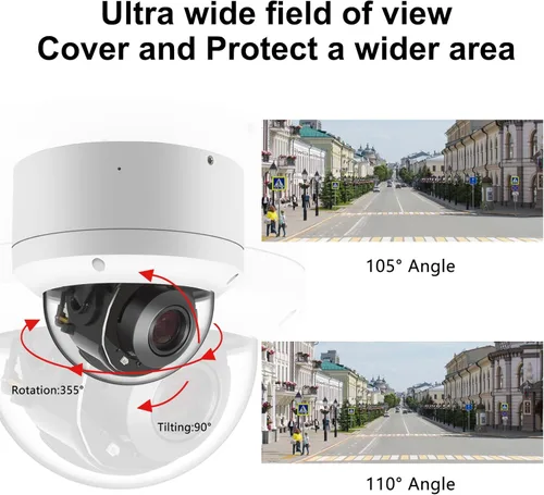 Miniatura 4 de Cámara de Seguridad IP 4K 8MP H.265 POE PTZ de Tipo Domo, Zoom Óptico 5X, Lente de 2.7-13.5mm, Cámara de Red IP para Interior/Exterior, Pan 355°
