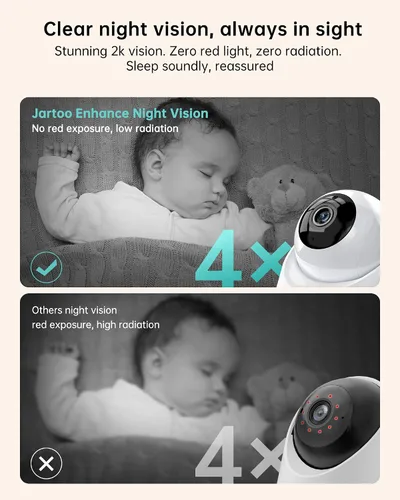 Miniatura 5 de Jartoo Monitor de bebé de video 2K con cámara y audio, monitor de bebé de largo alcance de 1860 pies sin WiFi Pantalla FHD de 5.5 pulgadas, cámara
