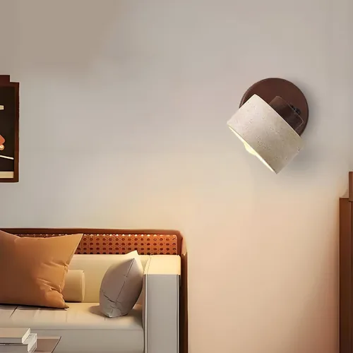 Miniatura 3 de Aplique de pared ajustable de piedra natural - Lámpara de baño de mármol con cableado directo, lámpara rústica de estilo campestre, iluminación