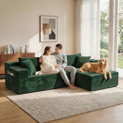 Miniatura 2 de Bashaw Sofá modular de 108 pulgadas con diván, sofá sin hueso en forma de L, asiento profundo, tapizado, sin hueso, para sala de estar