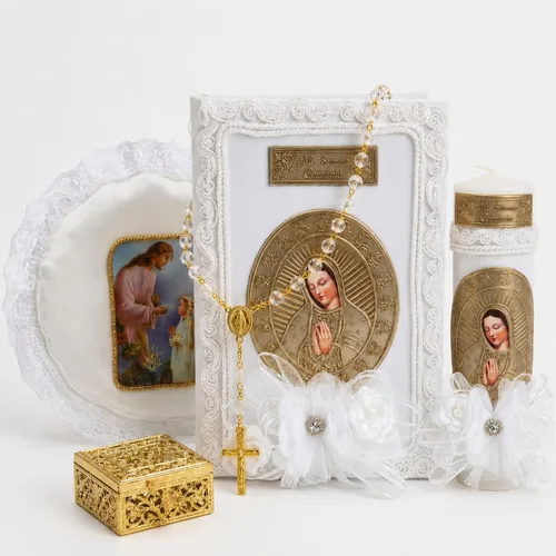 Juego de velas y biblia de primera comunión en español - Biblia y Vela de Primera comunión para niña - Vela para Primera comunion niña - Juego de