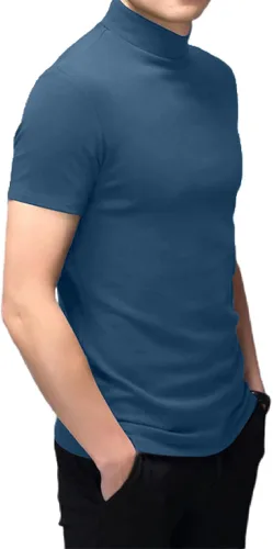 Miniatura 3 de Rela Bota Camisetas de moda para hombre, ropa interior térmica, camisetas de media manga corta de cuello alto, ajuste delgado, básicas