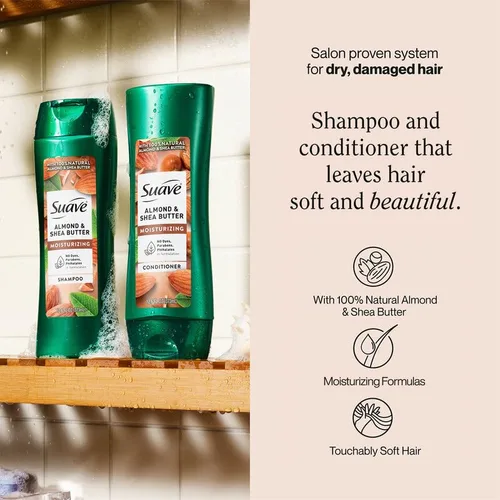 Miniatura 2 de Suave Juego de Champú y Acondicionador, Almendra y Mantequilla de Karité - Champú y Acondicionador Hidratante, Tratamiento para Cabello Seco
