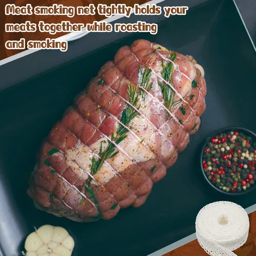 Miniatura 6 de Boyiee 4 rollos de red de carne, tamaño 16 elásticos para carne ahumada, aves de corral, jamón de carne, cordel de carnicero, cuerda de cocina