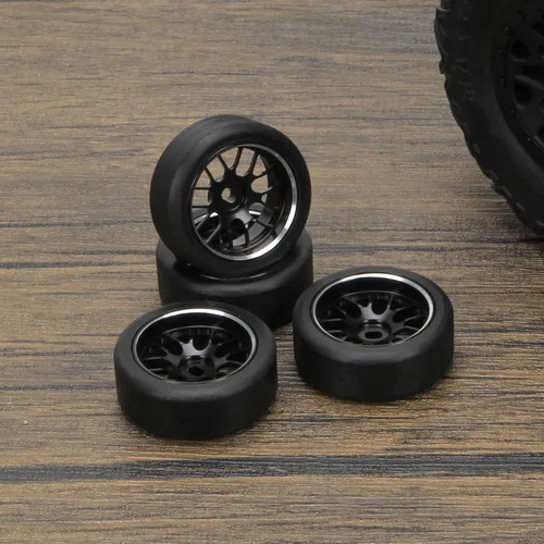 Miniatura 5 de RCAWD Neumático de deriva de metal ampliado de 1.142 in con cubo 4 piezas para 1/28 Wltoys K969 Series Upgrades Part Negro