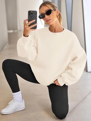 Miniatura 4 de EFAN - Sudaderas extragrandes para mujer, de vellón con capucha y cuello redondo, suéteres informales y cómodos, ropa de moda para invierno