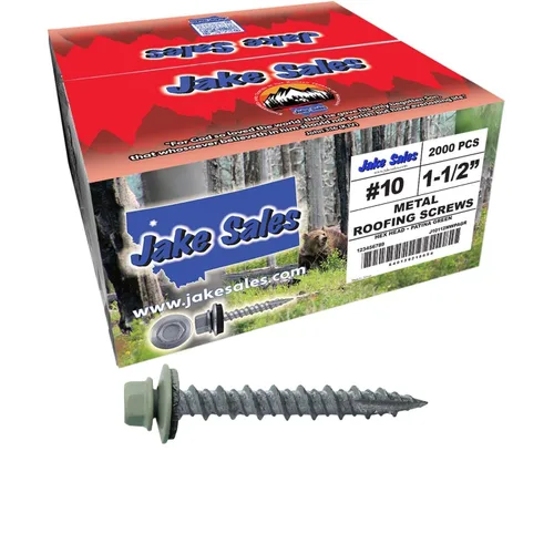 Miniatura 69 de 10 tornillos para techos de metal gris ABC de 1-1/2 pulgadas, cabezal de arandela hexagonal, arranque automático/roscado, arandela EPDM. 1 bolsa