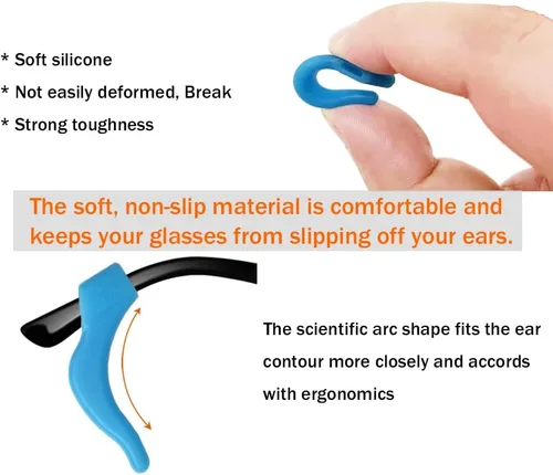 Miniatura 9 de PTSLKHN Ganchos de silicona suave para las orejas, 10 pares de lentes antideslizantes para lentes, lentes de sol, lentes de lectura