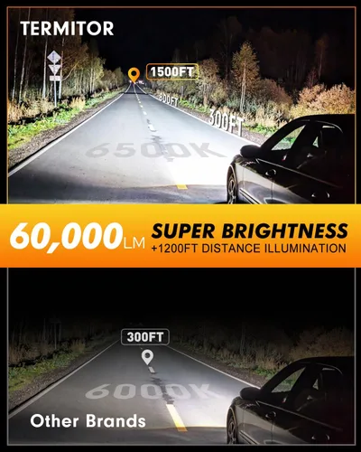 Miniatura 2 de Termitor Bombillas D1S, 60,000 lúmenes, 10 veces más brillantes, 6500 K, blanco frío, tamaño de bombilla HID 1:1, IP68, impermeable, instalación