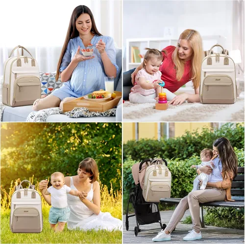 Miniatura 7 de LOVEVOOK Mochila para Pañales, Bolsa de Bebé con Cambiador, Mochila Grande para Pañales Niño Niña, Bolsa Impermeable para Registro de Bebé para Mamá