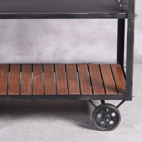 Miniatura 7 de Carrito de almacenamiento industrial de 3 niveles con ruedas para vino, estante de vino de metal con ruedas, cocina, bar, comedor, té, vino, carrito
