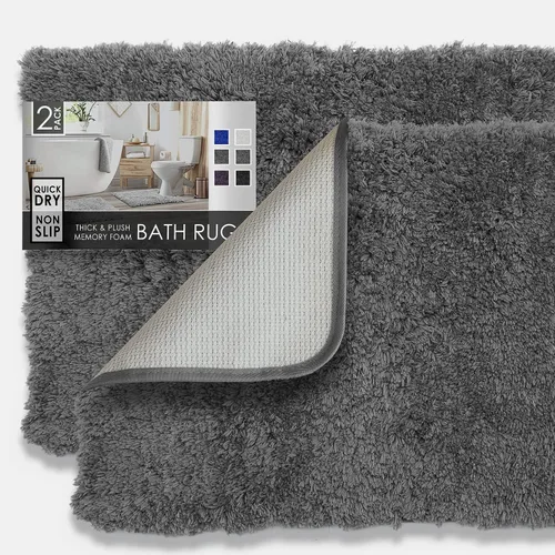 Clara Clark Tapete de baño peludo con respaldo antideslizante de goma Tapete de baño súper suave Gris antracita