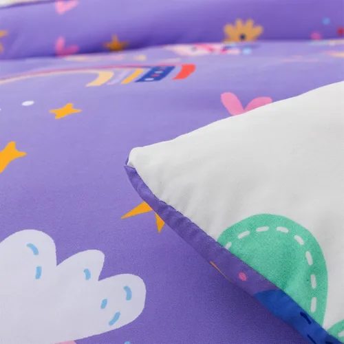 Miniatura 8 de Holawakaka Juego de edredón bohemio de arcoíris individual con sábanas, juego de ropa de cama bohemio de 5 piezas con corazón y estrella para niñas