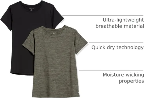 Miniatura 41 de Amazon Essentials Camiseta de manga corta con cuello redondo para mujer, de secado rápido, para entrenamiento, gimnasio, paquete múltiple